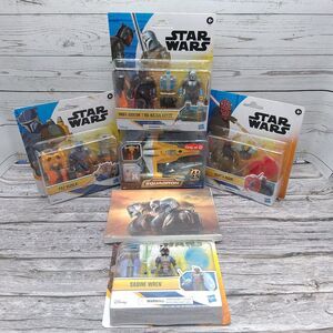 Disneys Star Wars Action Figures & Canvas Print Art (7.5"x5.5") Lot (Read Desc)